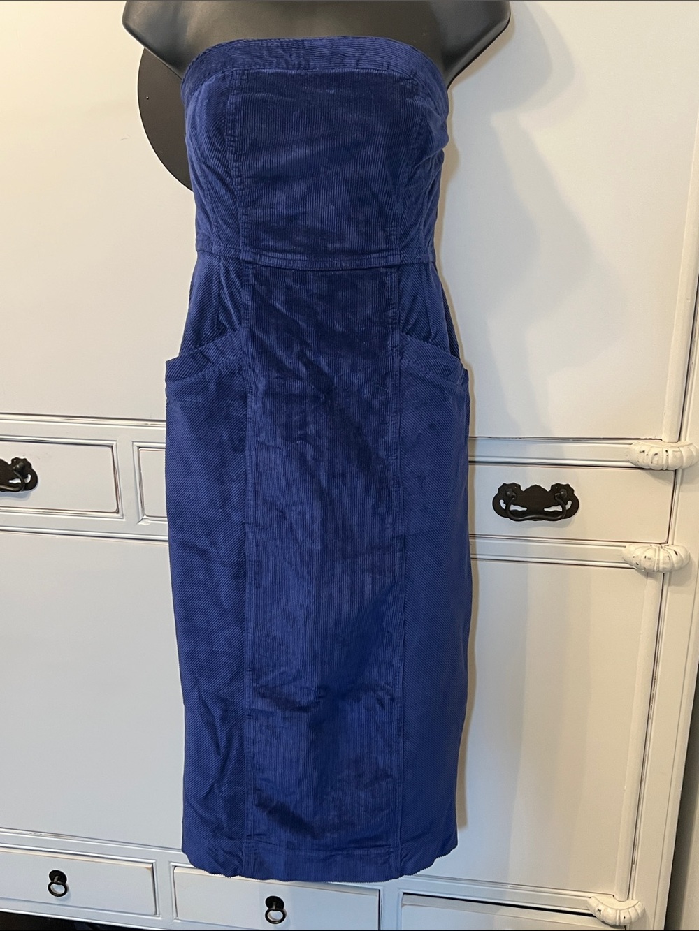 PIlcro- Anthropologie slim corduroy strapless dress